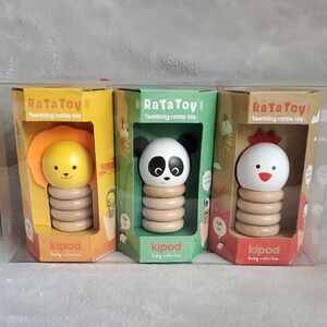 🆕️ KIPOD RaTaToy Wooden Teething Rattle Non-Toxic Baby Montessori Toy Set